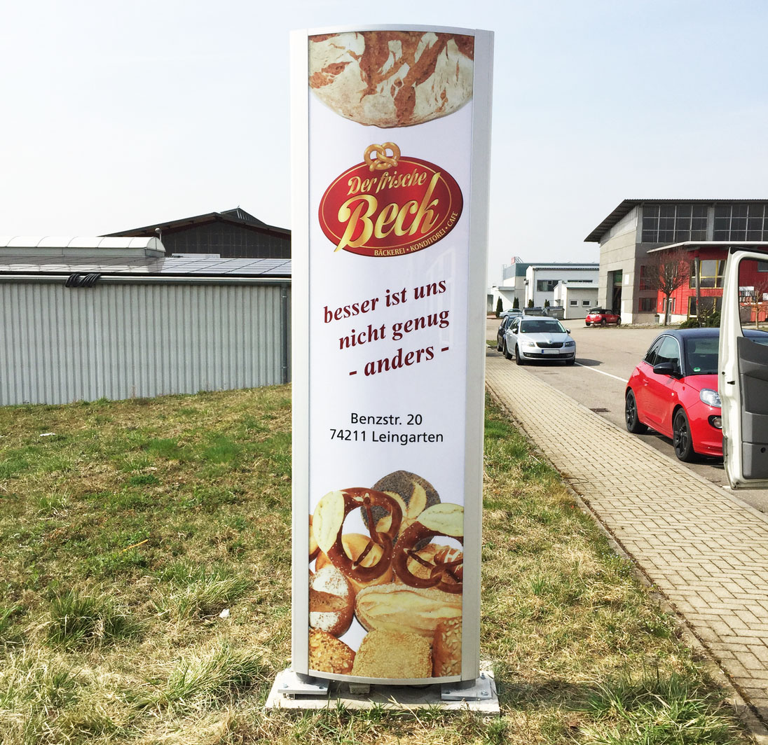 Werbepylon Bäckerei Beck Leingarten