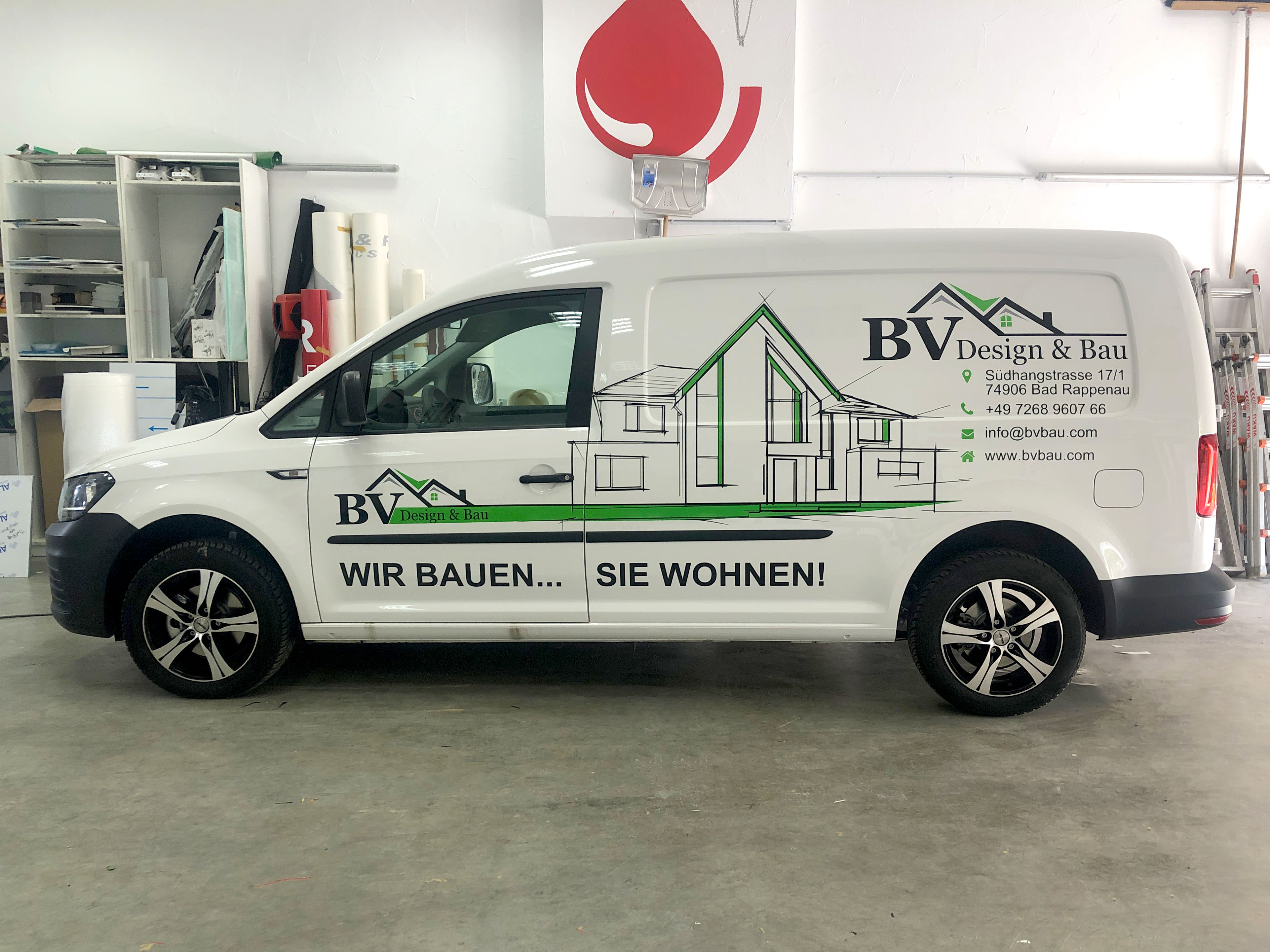 Fahrzeugbeschriftung BV Design & Bau