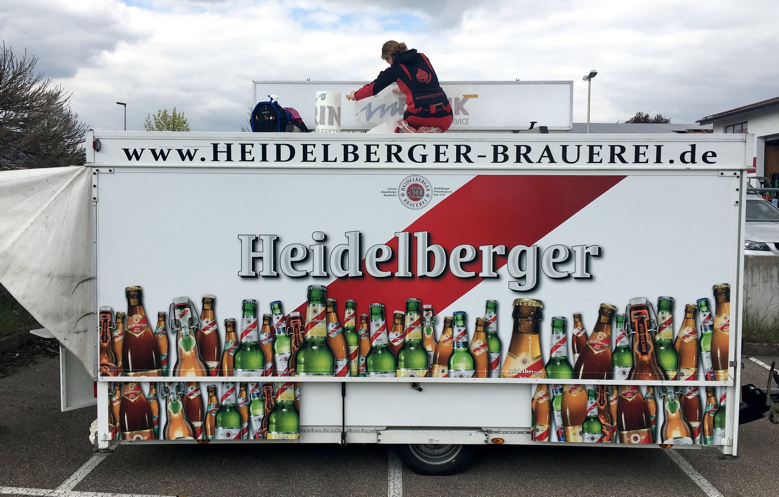 Beschriftung Getränkewagen Heidelberger Brauerei