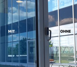 Fenster mit und ohne Sonnenschutzfolie