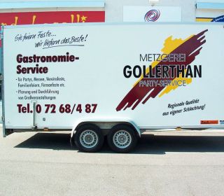 Fahrzeugbeschriftung Anhänger Metzgerei Gollerthan