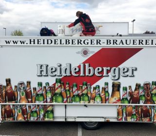 Beschriftung Getränkewagen Heidelberger Brauerei