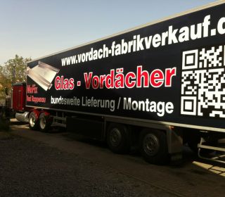 LKW Beschriftung Mofix Vordächer